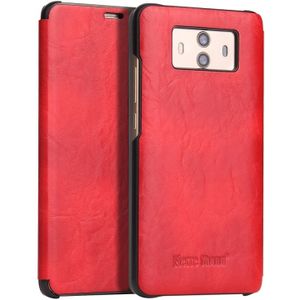 Fierre Shann Crazy Horse Texture Horizontal Flip PU Leather Case for Huawei Mate 10  with Smart View Window & Sleep Wake-up Function (Red)