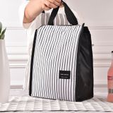 2 PC'S zwart witte strepen draagbare thermische lunch tassen voor vrouwen Kids mannen voedsel picknick koeler vak gesoleerde tote tas opslag container (witte streep)