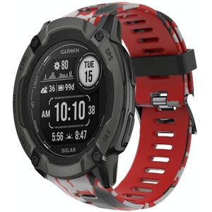Voor Garmin Instinct 2X Solar 26 mm camouflage bedrukte siliconen horlogeband (rood + legercamouflage)