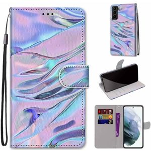 For Samsung Galaxy S22+ 5G Coloured Drawing Cross Texture Horizontal Flip PU Phone Leather Case with Holder & Card Slots & Wallet & Lanyard(Colorful Layer(Fluorescent Water Pattern)