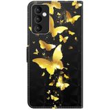 Voor Samsung Galaxy A82 5G 3D-schilderpatroon TPU + PU lederen telefoonhoes (gouden vlinder)