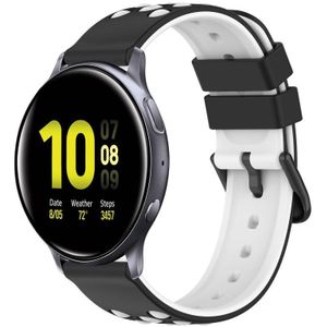 Voor Samsung Galaxy Watch Active2 44 mm 20 mm tweekleurige poreuze siliconen horlogeband (zwart + wit)