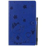 For Amazon Kindle Fire HD 10 (2015) / (2017)  Cat Bee Embossing Pattern Shockproof Table PC Protective Horizontal Flip Leather Case with Card Slots & Wallet & Pen Slot & Sleep / Wake-up Function(Blue)