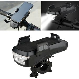 USB Charging Bicycle Light Front Handlebar Led Light  with Holder & Electric Horn  2400mAh Battery(Black)