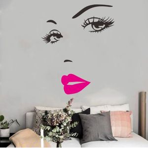 Sexy Lips Woman Portrait Beauty Salon Bedroom Living Room Decoration PVC Wall Sticker(Pink)