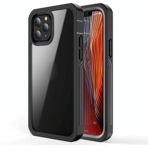 Waterproof Dustproof Shockproof Transparent Acrylic Protective Case For iPhone 12 Pro Max(Black)