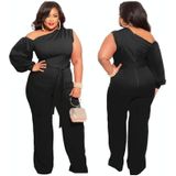 Vrouwen plus size sweatpants wide poot broek (kleur: zwart maat: XXL)