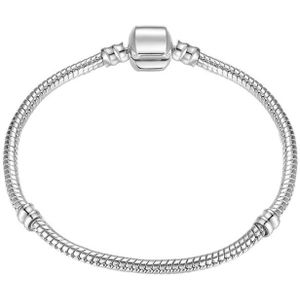 17-21cm Silver Snake Chain Link Bracelet Fit European Charm Pandora Bracelet  Length:19cm(Silver Plated)