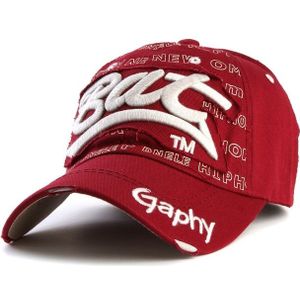 Embroidery Letter Pattern Adjustable Curved Eaves Baseball Cap  Head Circumference: 54-62cm(red white)