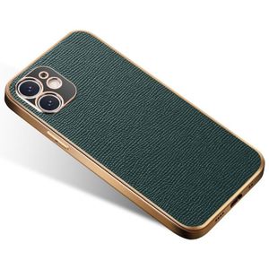 Cowhide Palm Print Schokbestendige precise hole beschermhoes voor iPhone 12 mini(Groen)