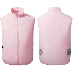 Refrigeration Heatstroke Prevention Outdoor Ice Cool Vest Overalls with Fan  Size:XXL(Pink)