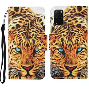 For Samsung Galaxy S20+ Colored Drawing Pattern Horizontal Flip Leather Case with Holder & Card Slots & Wallet & Lanyard(Yellow Leopard)