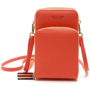 Ladies Mobile Phone Bag PU Vertical Large Capacity Mobile Phone Single-Shoulder Messenger Bag(Orange)