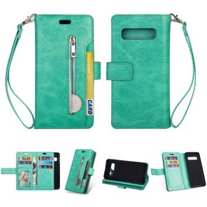 For Samsung Galaxy S10 Multifunctional Zipper Horizontal Flip Leather Case with Holder & Wallet & 9 Card Slots & Lanyard(Mint Green)