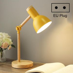 T1062 Dormitory Eye Protection Desk Lamp Bbedroom Bedside Wood Lamp  Power source: EU Plug(Yellow)
