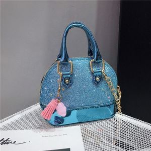 Cute Leather Shoulder Bag Messenger Bag Girls Solid Color Mini Zip Small Square Bag Tote Bag(Blue)