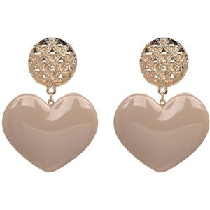 Peach Heart Earrings Retro Series Acrylic Stud Earrings for Women(Light Brown)