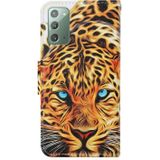 For Samsung Galaxy Note20 Colored Drawing Pattern Horizontal Flip Leather Case with Holder & Card Slots & Wallet & Lanyard(Yellow Leopard)