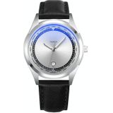 YAZOLE 516 Fashion Calendar Men Watch Luminous Quartz Watch(Silver Tray Black Belt)