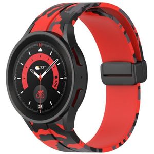 Voor Samsung Galaxy Watch5 / 5 Pro / Watch 4 / 4 klassieke magnetische sluiting camouflage siliconen horlogeband (camouflage rood)