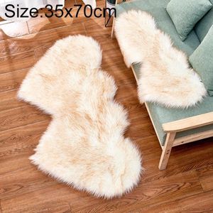 Creatieve dubbele hart imitatie wol tapijt sofa kussen mat pluche slaapkamer woonkamer vloer tapijten  grootte: 35x70 cm (wit geel)