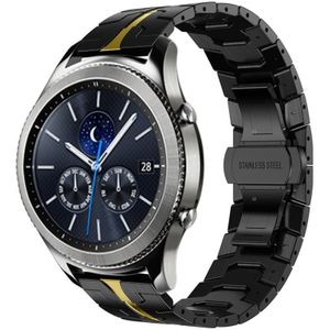 Voor Samsung Gear S3 Classic Armor roestvrijstalen metalen horlogeband (zwart + goud)