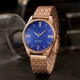 YAZOLE 376 Men Fashion Business Steel Strap Band Quartz Wrist Watch (Blue)