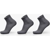 3 Pairs of Bamboo Fiber Men Double Needle Dark Flower Small Square Section Business Tube Socks(Iron Grey)