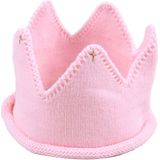 Children Crown Shape Visor Cap Birthday Hat Woolen Hat(Pink)