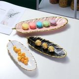 Phnom Penh Ceramic Dessert Plate Feather Plate Banana Leaf Fruit Dried Fruit Storage Tray  Size: Small (Matte White)
