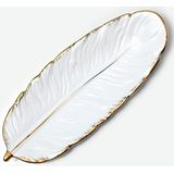 Phnom Penh Ceramic Dessert Plate Feather Plate Banana Leaf Fruit Dried Fruit Storage Tray  Size: Small (Matte White)