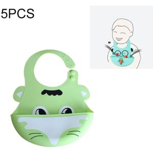 5 PCS Waterproof Baby Bib Children Silicone Feeding Bag Colour:Green Fox