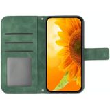 Voor Xiaomi Redmi Note 12 Pro 5G Skin Feel Sun Flower Pattern Flip Leather Phone Case met Lanyard (Groen)