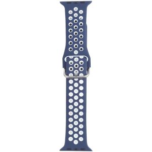 Metal Buckle Silicone Replacement Watchband For Apple Watch Series 6 & SE & 5 & 4 40mm / 3 & 2 & 1 38mm(Blue+White)