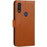 For Motorola Moto E(2020) / Moto E7 Feather Pattern Litchi Texture Horizontal Flip Leather Case with Wallet & Holder & Card Slots(Brown)