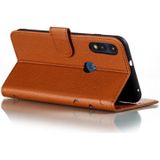 For Motorola Moto E(2020) / Moto E7 Feather Pattern Litchi Texture Horizontal Flip Leather Case with Wallet & Holder & Card Slots(Brown)