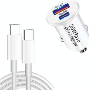 P10 Mini QC4.0 USB / PD20W autolader met Type-C naar Type-C snellaadgegevenskabel