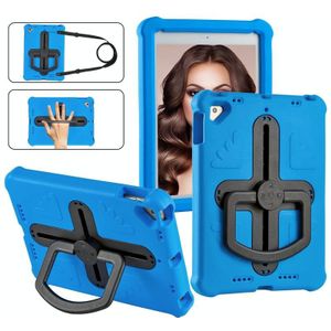 Voor iPad Air 2/9.7 2017/2018 Shield 360 Rotatie Handvat EVA Schokbestendige PC Tablet Case (Blauw Zwart)