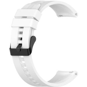 For Huawei Watch GT 2 42mm Silicone Replacement Wrist Strap Watchband with Black Buckle(White)