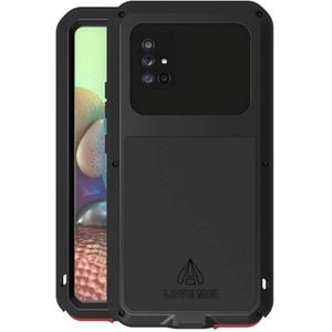 For Samsung Galaxy A71 5G LOVE MEI Metal Shockproof Waterproof Dustproof Protective Case with Glass(Black)