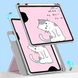 Voor iPad Pro 11 2022 / 2021 / 2020 720 rotatie magnetische geschilderde lederen slimme tablethoes (roze kat)