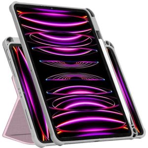 Voor iPad Pro 11 2022 / 2021 / 2020 720 rotatie magnetische geschilderde lederen slimme tablethoes (roze kat)