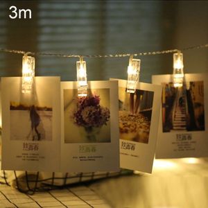 3m Photo Clip LED Fairy String Light  30 LEDs 3 x AA Batteries Box Chains Lamp Decorative Light for Home Hanging Pictures  DIY Party  Wedding  Christmas Decoration