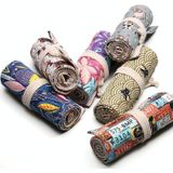 2 stks 36 gaten handgemaakte canvas pen gordijn groot-capaciteit potlood case voor jongens en meisjes kleurpotlood schets briefpapier doos (Lucky Cat)