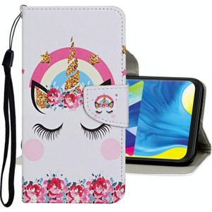For Samsung Galaxy A21s Colored Drawing Pattern Horizontal Flip Leather Case with Holder & Card Slots & Wallet(Unicorn)