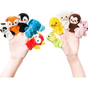 Dierlijke vinger poppen pluche speelgoed voor kleuteronderwijs  hoogte: 7 5 cm (10 stuks / set vinger pop)
