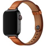 14mm Couple Style Leather Replacement Strap Watchband For Apple Watch Series 7 & 6 & SE & 5 & 4 40mm  / 3 & 2 & 1 38mm(Semi-oiled Black Buckle)
