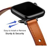 14mm Couple Style Leather Replacement Strap Watchband For Apple Watch Series 7 & 6 & SE & 5 & 4 40mm  / 3 & 2 & 1 38mm(Semi-oiled Black Buckle)