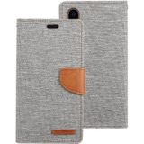 MERCURY GOOSPERY CANVAS DIARY Denim Texture Horizontal Flip Leather Case for iPhone XS / X  with Holder & Card Slots & Wallet (Grey)