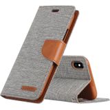 MERCURY GOOSPERY CANVAS DIARY Denim Texture Horizontal Flip Leather Case for iPhone XS / X  with Holder & Card Slots & Wallet (Grey)